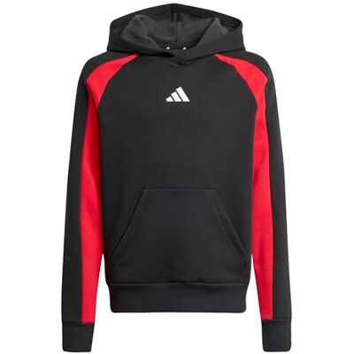 Adidas Unisex Bambini Seasonal Essentials Colorblock Fleece Hoodie, Black/Pure Ruby/White, 11-12 Years Adidas Unisex Bambini Seasonal Essentials Colorblock Fleece Hoodie, Black/Pure Ruby/White, 11-12 Years