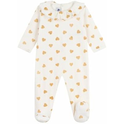 Petit Bateau Pigiama in Velluto con Apertura sul Retro con Cuori Glitterati, 03, Abbigliamento da Notte per neonata, Confezione da 1, Ecru Giallo, 18 Mesi Petit Bateau Pigiama in Velluto con Apertura sul Retro con Cuori Glitterati, 03, Abbigliamento da Notte per neonata, Confezione da 1, Ecru Giallo, 18 Mesi