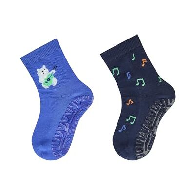 Sterntaler Fliesen Flitzer AIR Calzini antiscivolo per bambini, con motivo orso e note, interno in spugna, suola antiscivolo permeabile all'aria, blu cobalto, taglia 18 Sterntaler Fliesen Flitzer AIR Calzini antiscivolo per bambini, con motivo orso e note, interno in spugna, suola antiscivolo permeabile all'aria, blu cobalto, taglia 18
