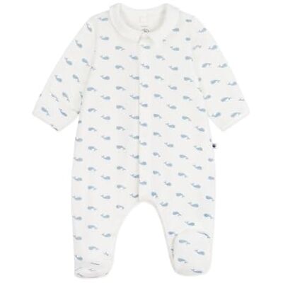 Petit Bateau Pigiama in Velluto con Colletto Stampato Balene 01 Abbigliamento da Notte Misto (Confezione da 1), Bianco Blu, 12 Mesi Petit Bateau Pigiama in Velluto con Colletto Stampato Balene 01 Abbigliamento da Notte Misto (Confezione da 1), Bianco Blu, 12 Mesi