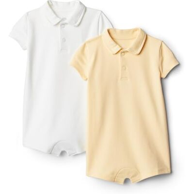 Amazon Essentials x Sofia Grainge Tutina Polo in Cotone a Maniche Corte Bimbo 0-24, Pacco da 2, Bianco/Sabbia Chiaro, 18 mesi Amazon Essentials x Sofia Grainge Tutina Polo in Cotone a Maniche Corte Bimbo 0-24, Pacco da 2, Bianco/Sabbia Chiaro, 18 mesi