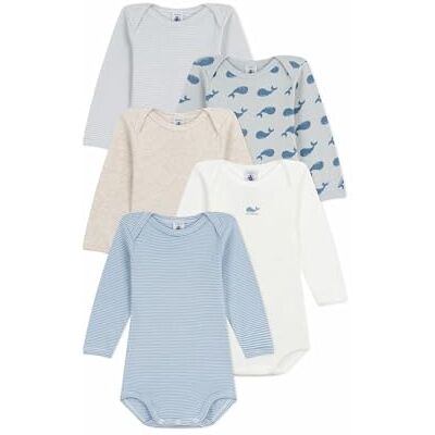 Petit Bateau Set di body da donna, a maniche lunghe, in cotone, con stampa balene per neonato, 00, set di 5, Multicolore, 3 mesi Petit Bateau Set di body da donna, a maniche lunghe, in cotone, con stampa balene per neonato, 00, set di 5, Multicolore, 3 mesi