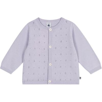 Petit Bateau Cardigan Bambino in Maglia di Cotone Tinta Unita, Viola Chiaro, 18 Mesi Petit Bateau Cardigan Bambino in Maglia di Cotone Tinta Unita, Viola Chiaro, 18 Mesi