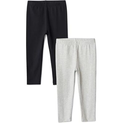 Amazon Essentials Leggings da Ragazza e Ragazza, Confezione da 2, Nero/Grigio mélange, 4 anni Amazon Essentials Leggings da Ragazza e Ragazza, Confezione da 2, Nero/Grigio mélange, 4 anni