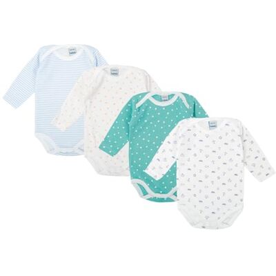 BABIDU Set 4 Body Neonato Manica Lunga – 100% Cotone, Morbidi e Traspiranti – Body Unisex Bambino e Bambina, Ideale per i Giorni Più Freschi, Made in Europe BABIDU Set 4 Body Neonato Manica Lunga – 100% Cotone, Morbidi e Traspiranti – Body Unisex Bambino e Bambina, Ideale per i Giorni Più Freschi, Made in Europe