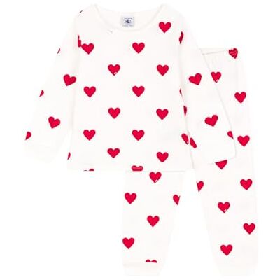 Petit Bateau A00FR, Pigiama Bambine e ragazze, Bianco Marshmallow/Rosso Terkuit, 5 anni Petit Bateau A00FR, Pigiama Bambine e ragazze, Bianco Marshmallow/Rosso Terkuit, 5 anni
