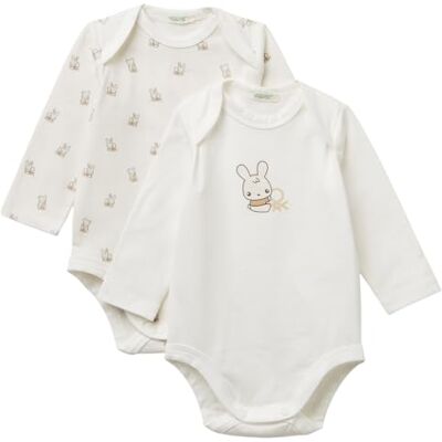 United Colors Of Benetton Set 2 Body Tutina per Bambino e Neonato, Bianco, 62 cm Bimbo United Colors Of Benetton Set 2 Body Tutina per Bambino e Neonato, Bianco, 62 cm Bimbo