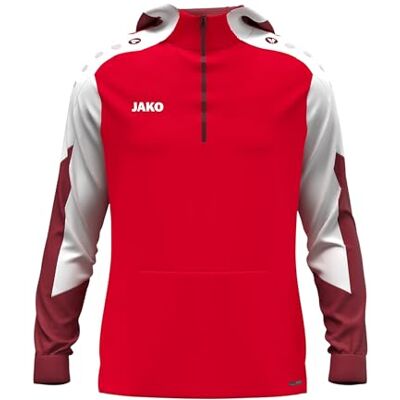 JAKO Felpa con Cappuccio Dynamic, per Bambini, Rosso/Bianco/Rosso Scuro, 128 JAKO Felpa con Cappuccio Dynamic, per Bambini, Rosso/Bianco/Rosso Scuro, 128