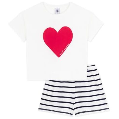 Petit Bateau A0ckd, Pyjacourt Bambina, Bianco/Blu, 8 Anni Petit Bateau A0ckd, Pyjacourt Bambina, Bianco/Blu, 8 Anni