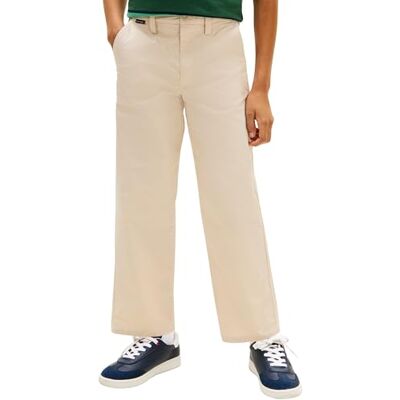 Tommy Hilfiger Pantaloni Chino Baggy Bambino KB0KB10199, Beige (Beige Classico), 14 Anni Tommy Hilfiger Pantaloni Chino Baggy Bambino KB0KB10199, Beige (Beige Classico), 14 Anni