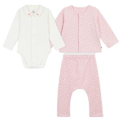 Petit Bateau 01 Set di 3 pezzi con stampa a cuori e fiori e body ricamati, per neonata, abbigliamento da giorno, confezione da 1, rosa multicolore, 3 mesi Petit Bateau 01 Set di 3 pezzi con stampa a cuori e fiori e body ricamati, per neonata, abbigliamento da giorno, confezione da 1, rosa multicolore, 3 mesi