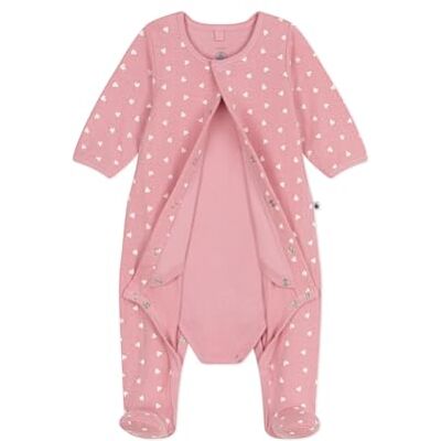 Petit Bateau A0cio, Bodyjama Bimba 0-24, Rosa/Bianco, 0 mesi Petit Bateau A0cio, Bodyjama Bimba 0-24, Rosa/Bianco, 0 mesi