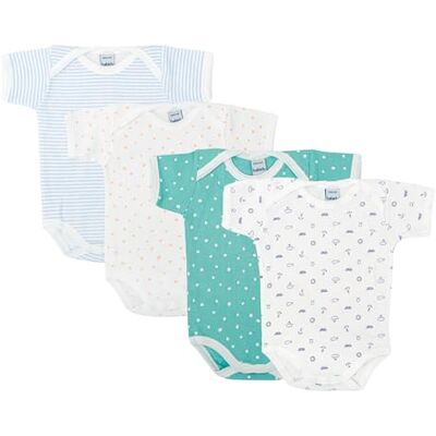 BABIDU Set 4 Body Neonato Manica Corta – 100% Cotone, Morbidi e Traspiranti – Body Unisex Bambino e Bambina, Ideale per l'Uso Quotidiano, Made in Europe BABIDU Set 4 Body Neonato Manica Corta – 100% Cotone, Morbidi e Traspiranti – Body Unisex Bambino e Bambina, Ideale per l'Uso Quotidiano, Made in Europe