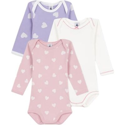 Petit Bateau Set di body a maniche lunghe in cotone con stampa a cuori, 00, Multicolore, 3 anni Petit Bateau Set di body a maniche lunghe in cotone con stampa a cuori, 00, Multicolore, 3 anni