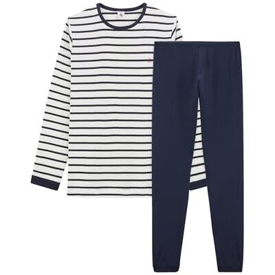 Petit Bateau , Pigiama Bambini e ragazzi, Bianco Marshmallow/Blu Smoking, 2 anni Petit Bateau , Pigiama Bambini e ragazzi, Bianco Marshmallow/Blu Smoking, 2 anni