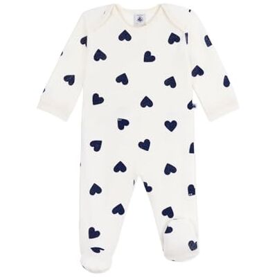 Petit Bateau Pigiama bambino in cotone aperto senza pressione stampato cuore 01 abbigliamento notte unisex bambino (confezione da 1), blu blu, 6 mesi Petit Bateau Pigiama bambino in cotone aperto senza pressione stampato cuore 01 abbigliamento notte unisex bambino (confezione da 1), blu blu, 6 mesi