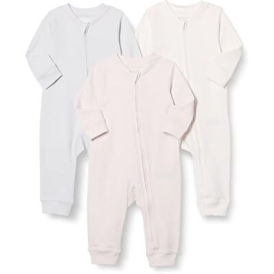 Amazon Essentials Tutina Notte Senza Piedi in Cotone con Zip Frontale Unisex Bambini e ragazzi, confezione da 3, Avorio/Grigio Tortora/Rosa Pallido, 6-9 mesi Amazon Essentials Tutina Notte Senza Piedi in Cotone con Zip Frontale Unisex Bambini e ragazzi, confezione da 3, Avorio/Grigio Tortora/Rosa Pallido, 6-9 mesi