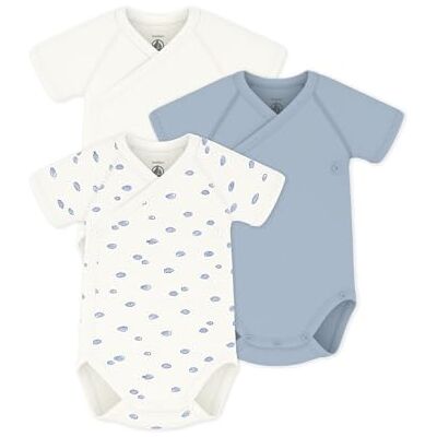 Petit Bateau Set di body incrociati a maniche corte in cotone stampato bambino Petit Bateau Set di body incrociati a maniche corte in cotone stampato bambino
