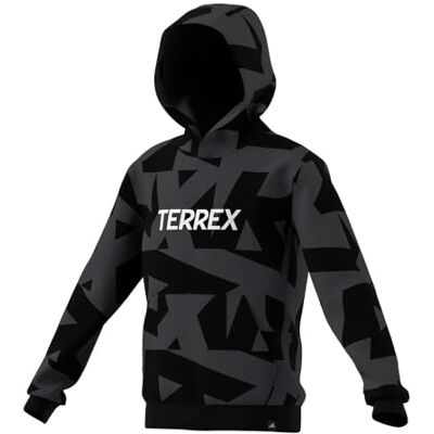 Adidas Mixte Enfant Terrex Kids Multi Printed Logo Hoodie, Carbon/Black, 13-14 Years Adidas Mixte Enfant Terrex Kids Multi Printed Logo Hoodie, Carbon/Black, 13-14 Years