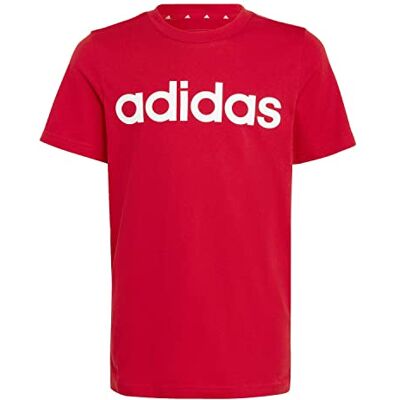 Adidas Unisex Bambini Essentials Linear Logo Cotton Tee, Better Scarlet/White, 7-8 Years Adidas Unisex Bambini Essentials Linear Logo Cotton Tee, Better Scarlet/White, 7-8 Years