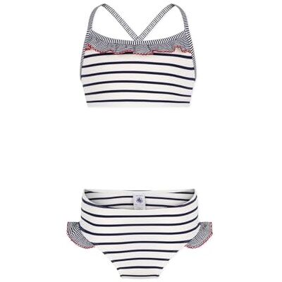 Petit Bateau A0cxl, Costume da Bagno 2 Pezzi Bambina, Bianco/Blu, 4 Anni Petit Bateau A0cxl, Costume da Bagno 2 Pezzi Bambina, Bianco/Blu, 4 Anni