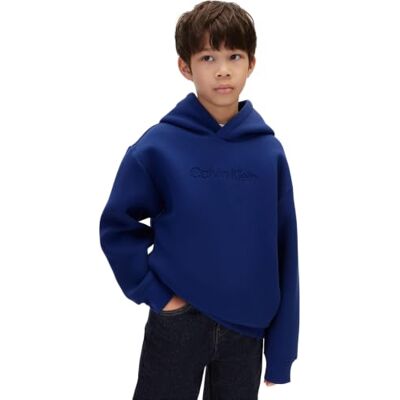 Calvin Klein Felpa con Cappuccio CK Scuba HOODIELVCKFJB33B da Ragazzo, Blu Estate, 10 Anni Calvin Klein Felpa con Cappuccio CK Scuba HOODIELVCKFJB33B da Ragazzo, Blu Estate, 10 Anni