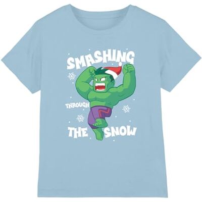 Marvel Hulk Smashing Through The Snow Kids T Shirt, Light Blue T-Shirt Unisex Bambini e Ragazzi (Pacco da 1) Marvel Hulk Smashing Through The Snow Kids T Shirt, Light Blue T-Shirt Unisex Bambini e Ragazzi (Pacco da 1)