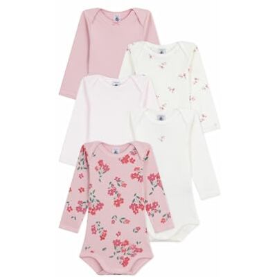 Petit Bateau Set di body a maniche lunghe in cotone con stampa floreale per neonato, 00, biancheria intima da giorno per bambine (confezione da 5), Multicolore, 6 mesi Petit Bateau Set di body a maniche lunghe in cotone con stampa floreale per neonato, 00, biancheria intima da giorno per bambine (confezione da 5), Multicolore, 6 mesi