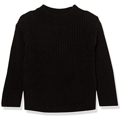 Amazon Essentials Maglione Moderno da Bambina a Collo Largo, Nero, 2T Amazon Essentials Maglione Moderno da Bambina a Collo Largo, Nero, 2T