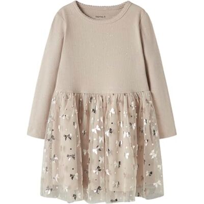 NAME IT Nmfrosally LS Dress, Cemento, 92 cm Bambina NAME IT Nmfrosally LS Dress, Cemento, 92 cm Bambina