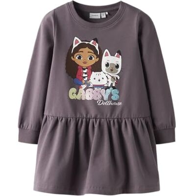NAME IT Nmfnuri Gabby SWE Dress Bru Sky, Moonscape, 104 Bambina NAME IT Nmfnuri Gabby SWE Dress Bru Sky, Moonscape, 104 Bambina