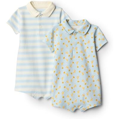 Amazon Essentials x Sofia Grainge Tutina Polo in Cotone a Maniche Corte Bimbo 0-24, Pacco da 2, Giraffe/Righe, 0 mesi Amazon Essentials x Sofia Grainge Tutina Polo in Cotone a Maniche Corte Bimbo 0-24, Pacco da 2, Giraffe/Righe, 0 mesi
