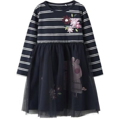 NAME IT Dress Nmforini Peppa LS Tulle Vestito Cplg, Blazer Navy, 116 Bambina NAME IT Dress Nmforini Peppa LS Tulle Vestito Cplg, Blazer Navy, 116 Bambina