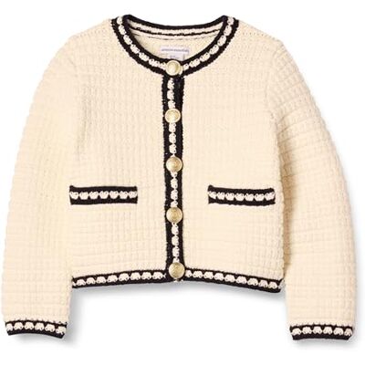 Amazon Essentials Cardigan in Maglia da Ragazza, Nero Avorio, M Amazon Essentials Cardigan in Maglia da Ragazza, Nero Avorio, M