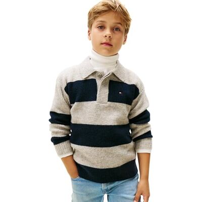 Tommy Hilfiger Wool Blend Rib Rugby Sweater Kb0kb10074 Altri Maglioni, Blue (Dark Night Navy Colourblock), 12 Anni Bambino Tommy Hilfiger Wool Blend Rib Rugby Sweater Kb0kb10074 Altri Maglioni, Blue (Dark Night Navy Colourblock), 12 Anni Bambino