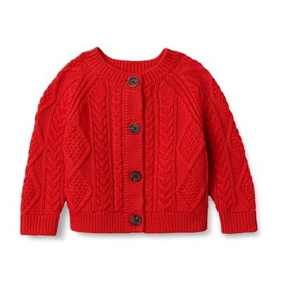 Amazon Essentials x Sofia Grainge Cardigan da pescatore Unisex Bimbi, Rosso, 12 mesi Amazon Essentials x Sofia Grainge Cardigan da pescatore Unisex Bimbi, Rosso, 12 mesi