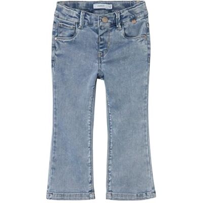 NAME IT mini Jeans da Bambina Nmfsalli Bootcut 8292-To Noos, Denim Sbiancato Blu Chiaro, 104 NAME IT mini Jeans da Bambina Nmfsalli Bootcut 8292-To Noos, Denim Sbiancato Blu Chiaro, 104