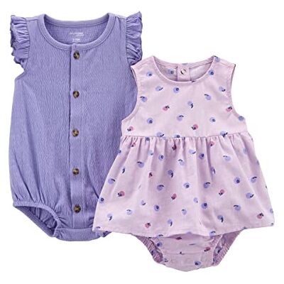 Simple Joys by Carter's Confezione da 2 Pagliaccetti Senza Maniche Tutina, Porpora Berries/Viola, 0 Mesi (Pacco da 2) Bimba Simple Joys by Carter's Confezione da 2 Pagliaccetti Senza Maniche Tutina, Porpora Berries/Viola, 0 Mesi (Pacco da 2) Bimba