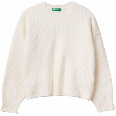 United Colors Of Benetton Maglia G/C M/L Maglione, Bianco, 140 cm Bambina United Colors Of Benetton Maglia G/C M/L Maglione, Bianco, 140 cm Bambina