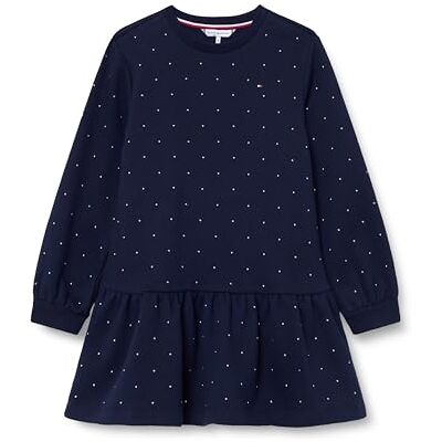 Tommy Hilfiger Festive Stud HWK Dress LS Kg0kg09273 Abito Felpa, Blue (Dark Night Navy), 10 Anni Bambina Tommy Hilfiger Festive Stud HWK Dress LS Kg0kg09273 Abito Felpa, Blue (Dark Night Navy), 10 Anni Bambina