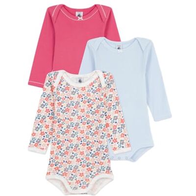 Petit Bateau Set di body a maniche lunghe in cotone stampato floreale per neonato, 00, Multicolore, 3 anni Petit Bateau Set di body a maniche lunghe in cotone stampato floreale per neonato, 00, Multicolore, 3 anni