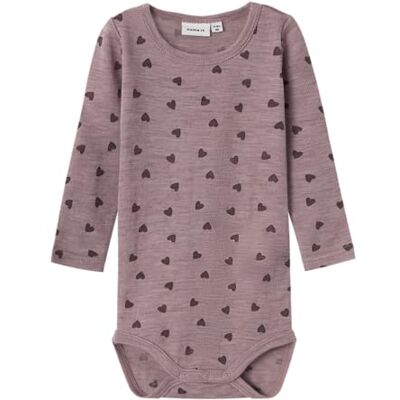NAME IT NBFWANG Wool Rib LS Body AOP Maniche Lunghe, Lila, 50 neonata NAME IT NBFWANG Wool Rib LS Body AOP Maniche Lunghe, Lila, 50 neonata