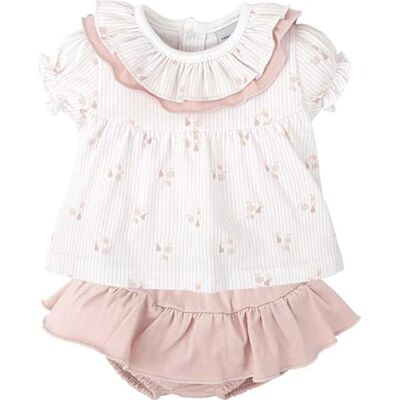 BABIDU Conjunto Para Bebé Niña Con Camiseta De Manga Corta Estampada Y Cuello Con Volantes Set Bambino Unisex Bimbi 0-24 (Pacco da 2) BABIDU Conjunto Para Bebé Niña Con Camiseta De Manga Corta Estampada Y Cuello Con Volantes Set Bambino Unisex Bimbi 0-24 (Pacco da 2)