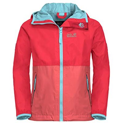 Jack Wolfskin Rainy Days Kids Giacca impermeabile traspirante per bambini, Bambina, -2058104, Rosso tulipano, 104 Jack Wolfskin Rainy Days Kids Giacca impermeabile traspirante per bambini, Bambina, -2058104, Rosso tulipano, 104