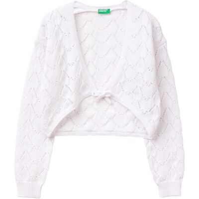 United Colors Of Benetton Maglia Coreana M/L Maglione Cardigan, Bianco, 130 Bambina United Colors Of Benetton Maglia Coreana M/L Maglione Cardigan, Bianco, 130 Bambina