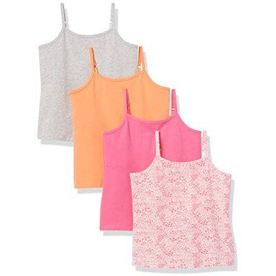 Amazon Essentials Canotta a Strati Bambine e Ragazze, Pacco da 4, Bianco Fiori/Cammello/Grigio Puntinato/Rosa, 10 Anni Amazon Essentials Canotta a Strati Bambine e Ragazze, Pacco da 4, Bianco Fiori/Cammello/Grigio Puntinato/Rosa, 10 Anni