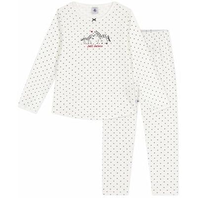 Petit Bateau Pigiama Bambino in Cotone Stampato a Pois, Marshmallow/Sera, 5 Anni Petit Bateau Pigiama Bambino in Cotone Stampato a Pois, Marshmallow/Sera, 5 Anni