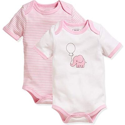 Playshoes Confezione multipla di body per bambini Unisex Bambini e ragazzi, Confezione Da 2 Elefanti Rosa Con Maniche A 1/4, 62-68 Playshoes Confezione multipla di body per bambini Unisex Bambini e ragazzi, Confezione Da 2 Elefanti Rosa Con Maniche A 1/4, 62-68