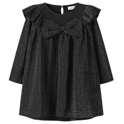 NAME IT Nmfroisin M LS Dress, Nero, 110 cm Bambina NAME IT Nmfroisin M LS Dress, Nero, 110 cm Bambina