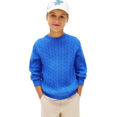 Tommy Hilfiger Maglione a Trecce in Cotone Bambino KB0KB09753 Maglioni, Blu (Empire Blue), 12 Anni Tommy Hilfiger Maglione a Trecce in Cotone Bambino KB0KB09753 Maglioni, Blu (Empire Blue), 12 Anni